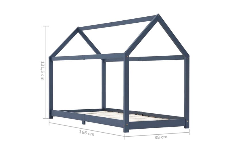 Sengestel Til Husseng 80 X 160 Cm Massivt Fyrretræ Grå - Grå - Husseng