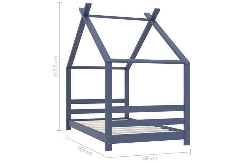 Sengestel Til Husseng 80x160 cm Massivt Fyrretræ Grå - Møbler - Børnemøbler - Børneseng & juniorseng - Husseng