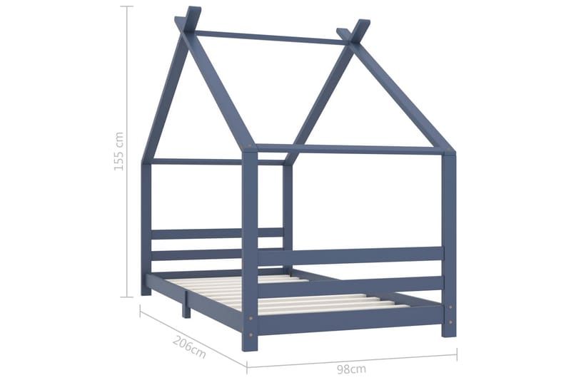 Sengestel Til Husseng 90x200 cm Massivt Fyrretræ Grå - Møbler - Børnemøbler - Børneseng & juniorseng - Husseng