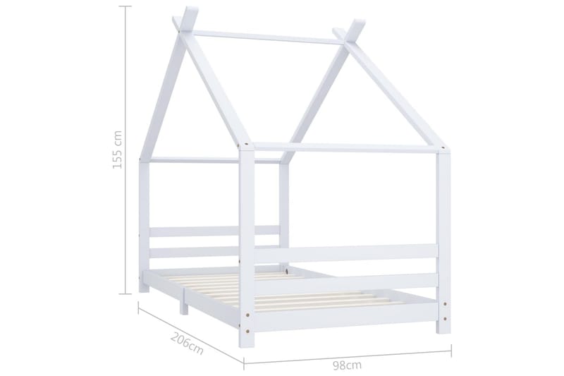 Sengestel Til Husseng 90x200 cm Massivt Fyrretræ Hvid - Møbler - Børnemøbler - Børneseng & juniorseng - Husseng