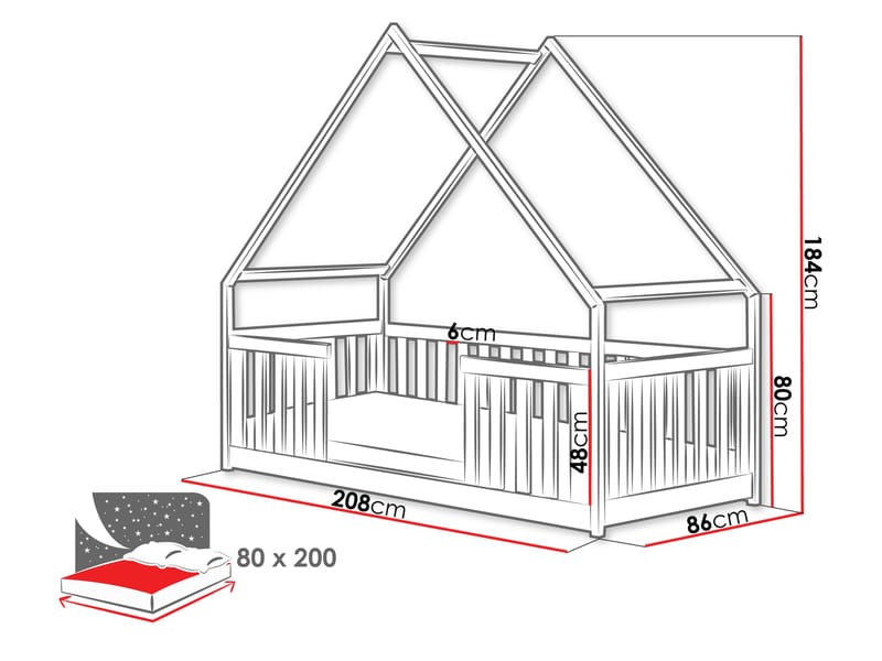 Jovricon Hussäng 86x208 cm - Beige - Møbler - Børnemøbler - Børneseng & juniorseng - Husseng