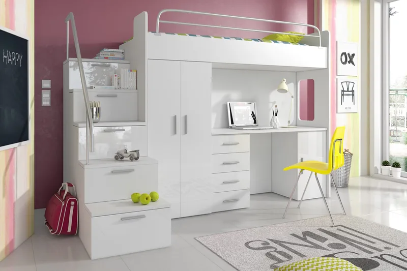 Apollo Højseng inkl Madras - Hvid - Møbler - Børnemøbler - Børneseng & juniorseng - Køjeseng børn