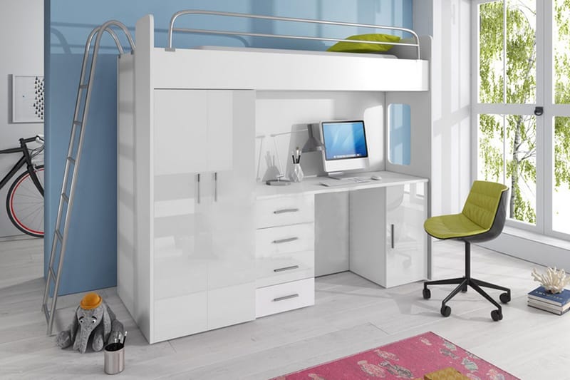 Apollo Højseng inkl Madras - Hvid - Møbler - Børnemøbler - Børneseng & juniorseng - Køjeseng børn