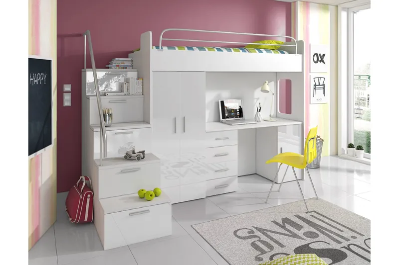 Apollo Højseng inkl Madras - Hvid - Møbler - Børnemøbler - Børneseng & juniorseng - Køjeseng børn