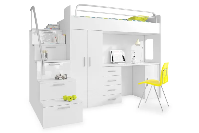 Apollo Højseng inkl Madras - Hvid - Møbler - Børnemøbler - Børneseng & juniorseng - Køjeseng børn