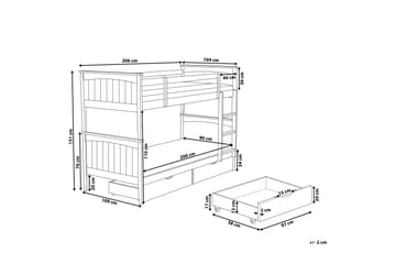 Radon Køjeseng 90x200 cm med Opbevaring - Hvid - Møbler - Børnemøbler - Børneseng & juniorseng - Køjeseng børn