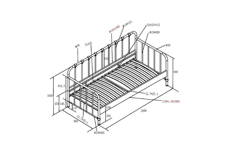 Køjeseng Bronxx Sort 90x200 cm - Møbler - Børnemøbler - Børneseng & juniorseng