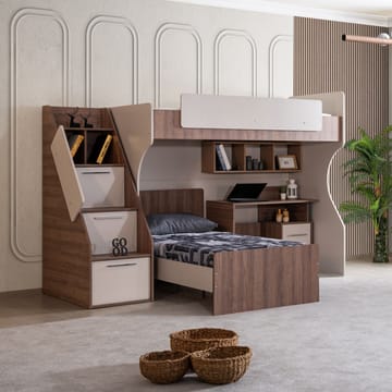 Køjeseng Homitis Milano (260 x 185 x 106 cm) creme/brun - Møbler - Børnemøbler - Børneseng & juniorseng - Højseng børn