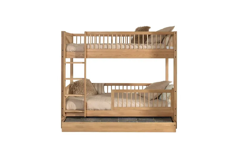 Køjeseng med skuffe og sikkerhedsgitter Forrest Egetræ, Egetræ