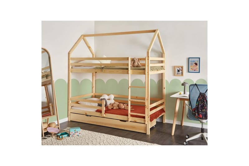 Køjeseng med skuffer Girgols - Brun - Møbler - Børnemøbler - Børneseng & juniorseng - Køjeseng børn