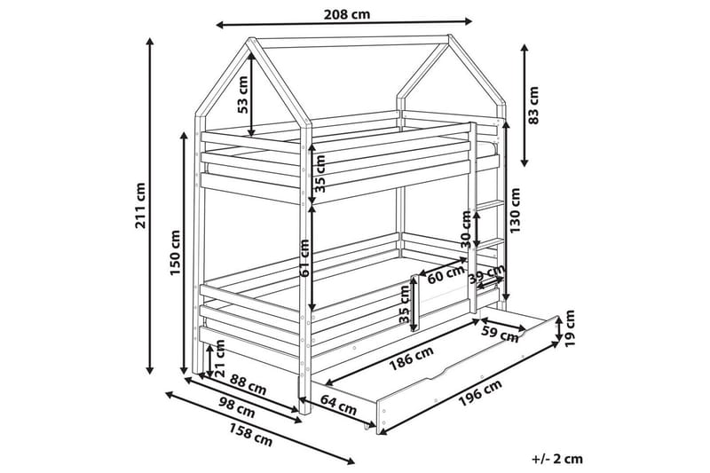 Køjeseng med skuffer Girgols - Brun - Møbler - Børnemøbler - Børneseng & juniorseng - Køjeseng børn