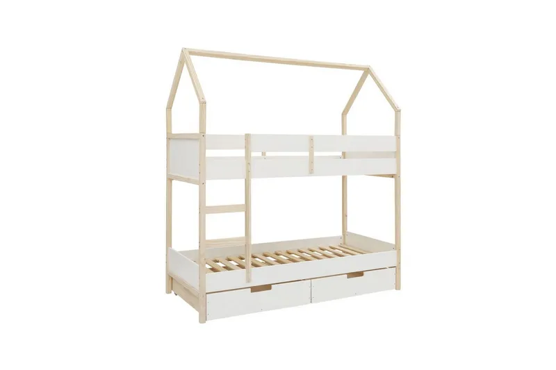 Køjeseng Square Line Hvid, 223x205x96 cm - Hvid, 223x205x96 cm - Møbler - Børnemøbler - Børneseng & juniorseng - Køjeseng børn