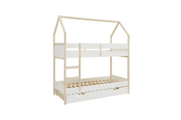 Køjeseng Square Line Hvid, 223x205x96 cm - Hvid, 223x205x96 cm - Møbler - Børnemøbler - Børneseng & juniorseng - Køjeseng børn