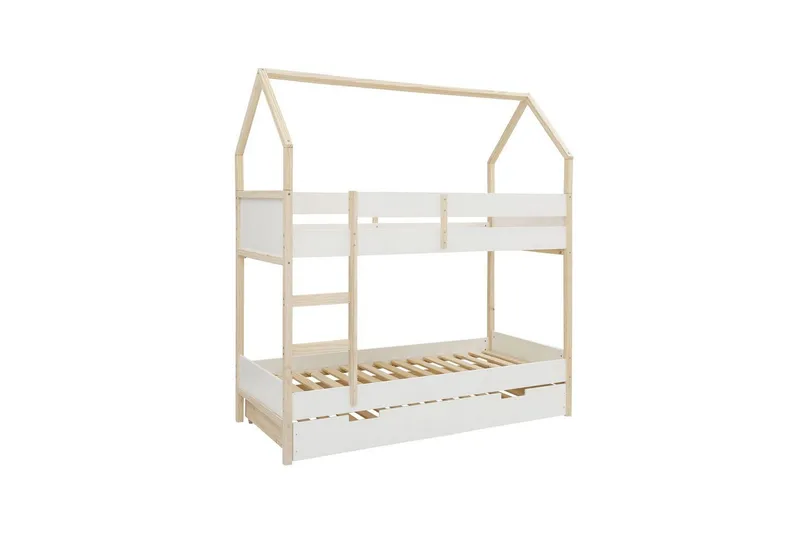 Køjeseng Square Line Hvid, 223x205x96 cm - Hvid, 223x205x96 cm - Møbler - Børnemøbler - Børneseng & juniorseng - Køjeseng børn