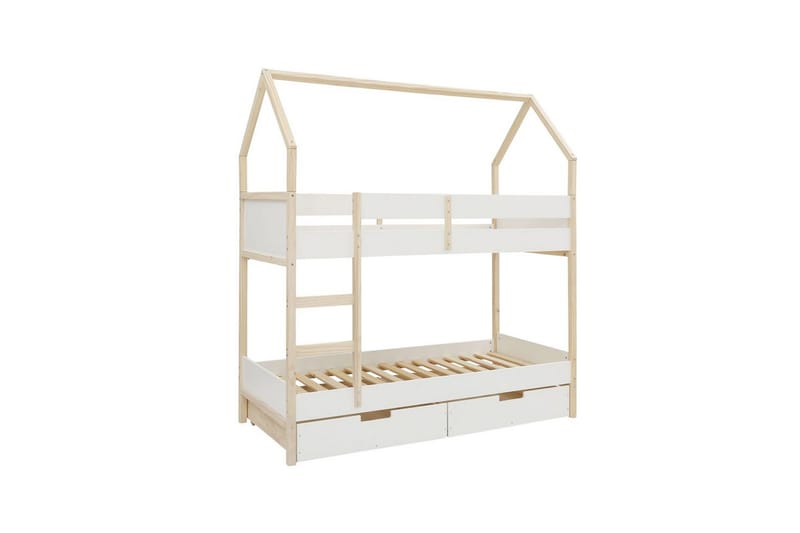 Køjeseng Square Line Hvid, 223x205x96 cm - Hvid, 223x205x96 cm - Møbler - Børnemøbler - Børneseng & juniorseng - Højseng børn