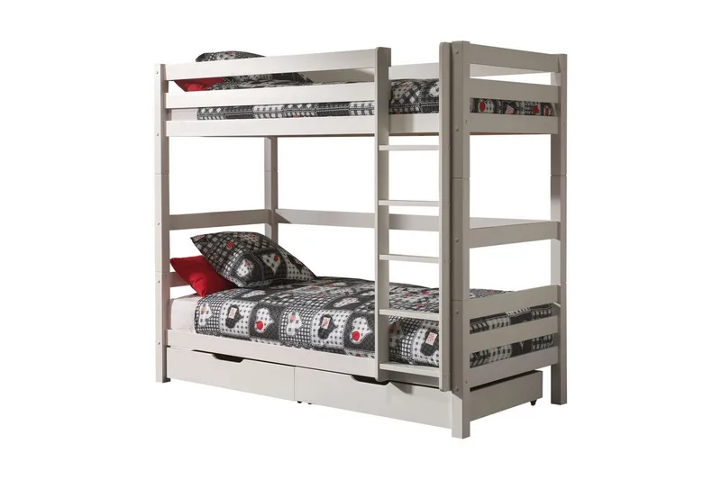 Køjeseng Pino Sæt med 2 skuffer Hvid, 180 cm, Hvid, 180 cm