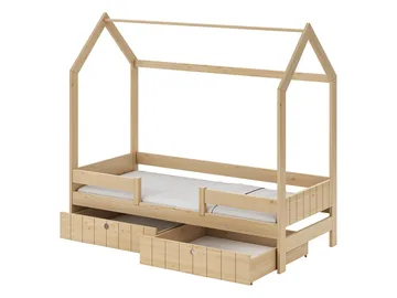 Kagetaka sengeramme husseng 90x200 cm med opbevaring - Brun - Møbler - Børnemøbler - Børneseng & juniorseng - Husseng