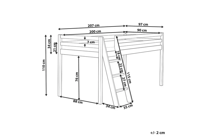 Lav køjeseng Ascoux - Hvid - Møbler - Børnemøbler - Børneseng & juniorseng - Højseng børn