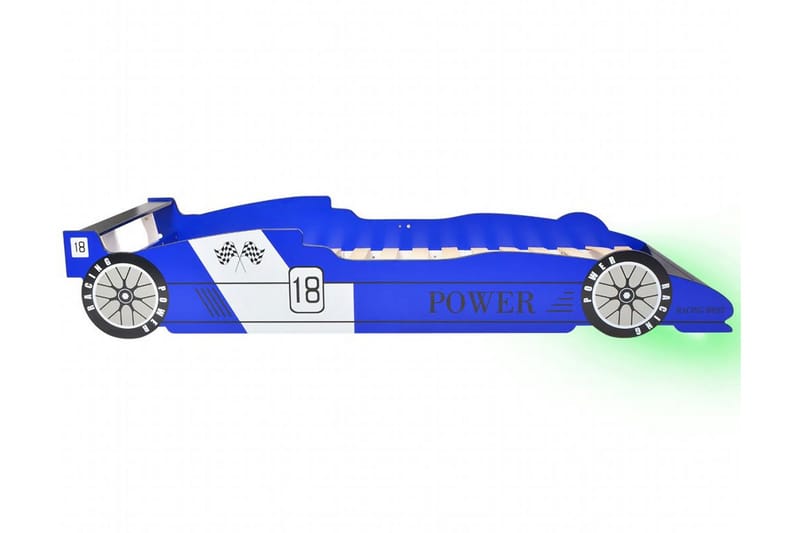 Led Racerbilseng Til Børn 90 X 200 Cm Blå - Blå - Møbler - Børnemøbler - Børneseng & juniorseng