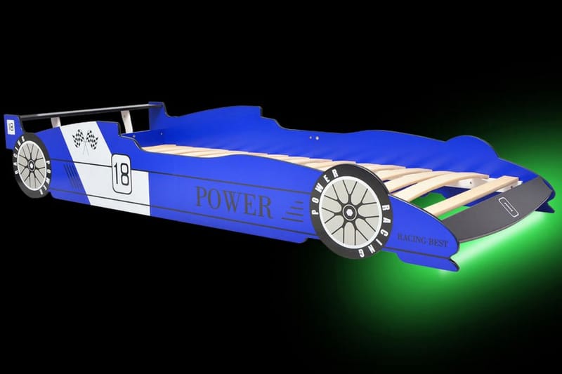 Led Racerbilseng Til Børn 90 X 200 Cm Blå - Blå - Møbler - Børnemøbler - Børneseng & juniorseng