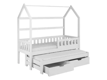 Majbelle sengeramme husseng 80x180 cm med opbevaring og ekstra liggeplads - brun - Møbler - Børnemøbler - Børneseng & juniorseng - Husseng