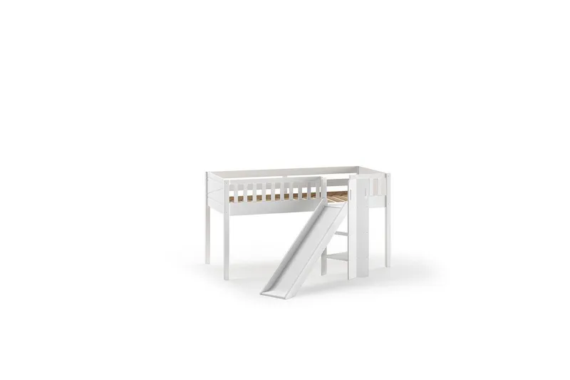 Mellemhøj seng med rutsjebane og matchende tekstilsæt (legetæppe, tunnel og opbevaringslommer) Scott Forår - Forår - Møbler - Børnemøbler - Børneseng & juniorseng - Højseng børn