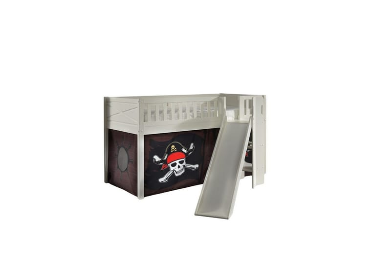 Mellemhøj seng med rutsjebane og matchende tekstilsæt (legetæppe) Scott Caribiske Pirater - Caribiske Pirater - Møbler - Børnemøbler - Børneseng & juniorseng - Højseng børn