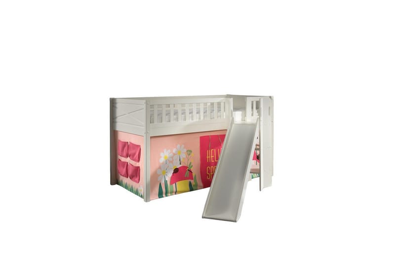 Mellemhøj seng med rutsjebane og matchende tekstilsæt (legetæppe) Scott Forår, Forår