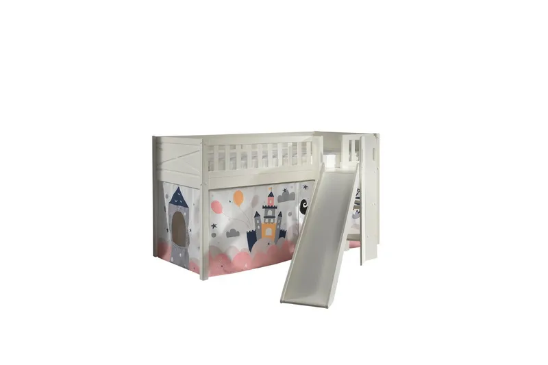 Mellemhøj seng med rutsjebane og matchende tekstilsæt (legetæppe) Scott Prinsesse Sophie - Prinsesse Sophie - Møbler - Børnemøbler - Børneseng & juniorseng - Højseng børn