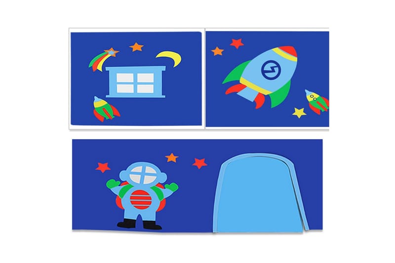 Mellemhøj seng med stige og matchende tekstilsæt (legetæppe og tunnel) Scott Astro - Astro - Møbler - Børnemøbler - Børneseng & juniorseng - Højseng børn