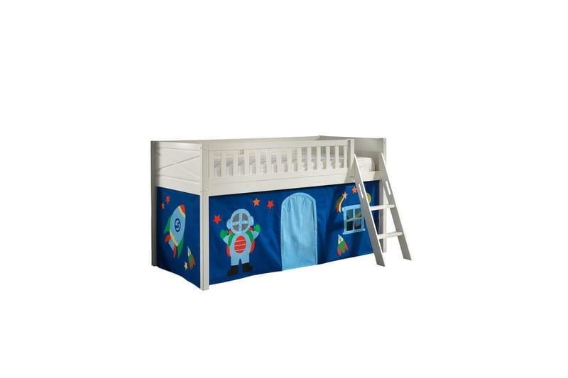 Mellemhøj seng med stige og matchende tekstilsæt (legetæppe) Scott Astro - Astro - Møbler - Børnemøbler - Børneseng & juniorseng - Højseng børn
