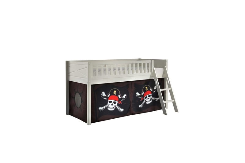 Mellemhøj seng med stige og matchende tekstilsæt (legetæppe) Scott Caribiske Pirater - Caribiske Pirater - Møbler - Børnemøbler - Børneseng & juniorseng - Højseng børn