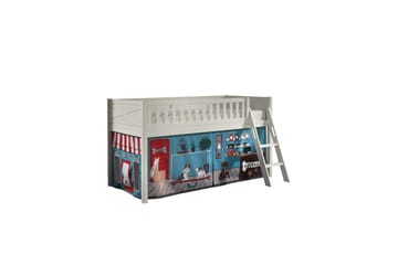 Mellemhøj seng med stige og matchende tekstilsæt (legetæppe) Scott Dyrehandel - Dyrehandel - Møbler - Børnemøbler - Børneseng & juniorseng - Husseng