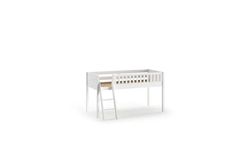 Mellemhøj seng med stige og matchende tekstilsæt (legetæppe) Scott Politi - Politi - Møbler - Børnemøbler - Børneseng & juniorseng - Højseng børn