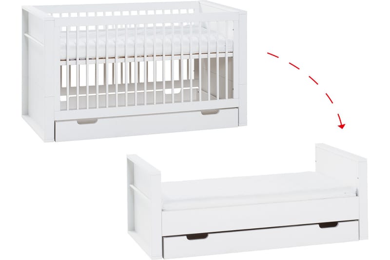 Milk Tremmeseng 70x140 cm Hvid - VOX - Møbler - Børnemøbler - Børneseng & juniorseng - Tremmeseng