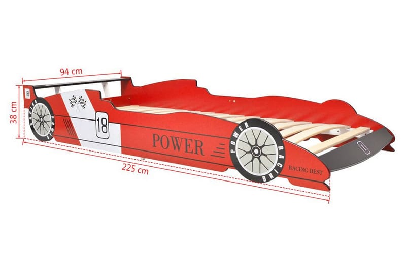 Racerbilseng Til Børn 90X200 Cm Rød - Rød - Møbler - Børnemøbler - Børneseng & juniorseng