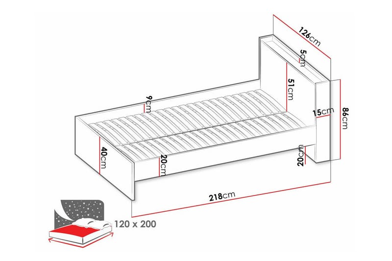 Rathmore Juniorseng 120x200 cm - Grå - Møbler - Børnemøbler - Børneseng & juniorseng