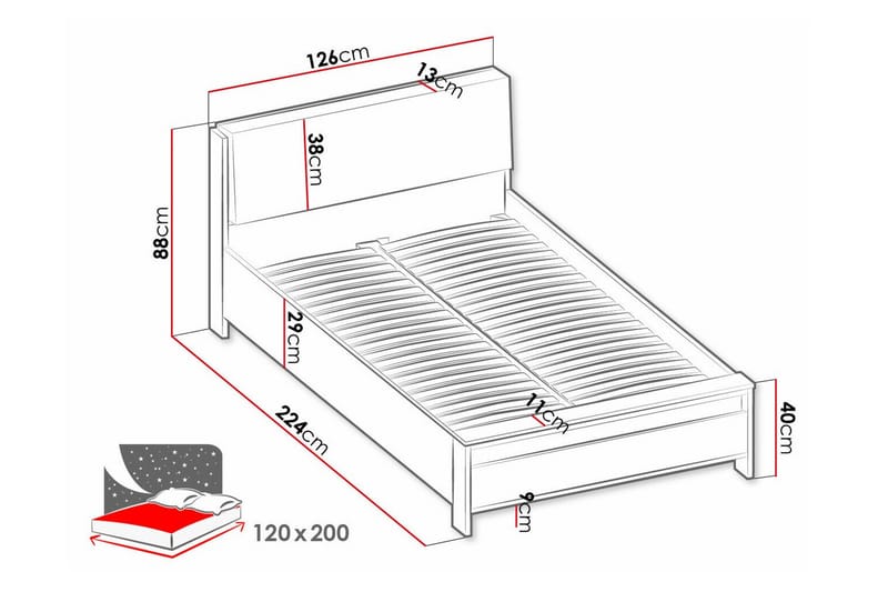 Rathmore Juniorseng 120x200 cm - Sort - Møbler - Børnemøbler - Børneseng & juniorseng