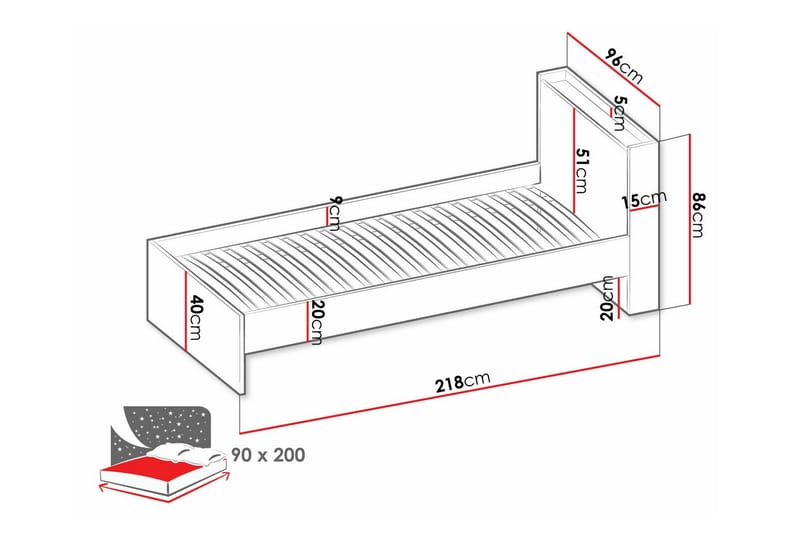 Rathmore Juniorseng 90x200 cm - Grå - Møbler - Børnemøbler - Børneseng & juniorseng
