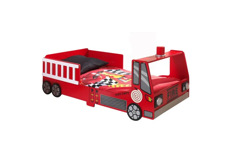 Säng Vipack för småbarns brandbil röd 70x140 cm Med madrass Vipack Red, undefined