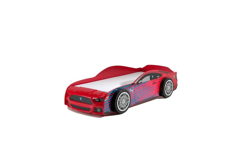 Seng Bil Panther Rød 90x200 cm Med madras, Med madras