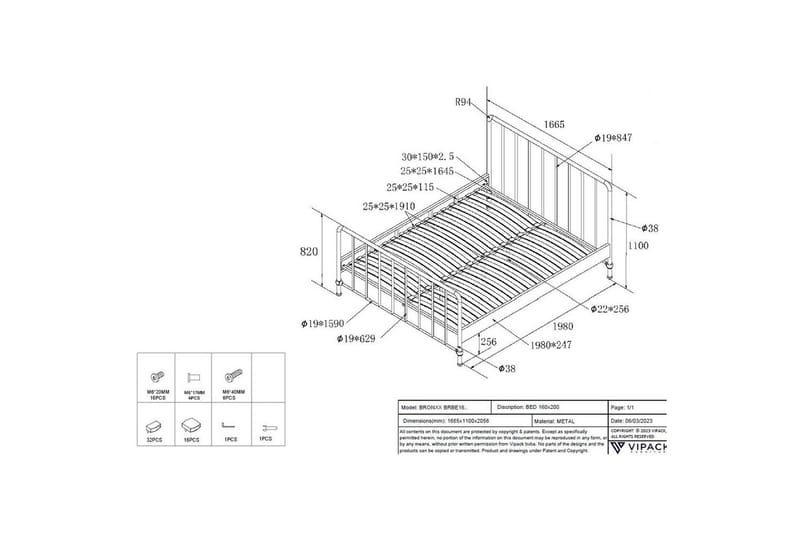 Seng Bronxx Sort, 160 x 200 cm - Sort, 160 x 200 cm - Møbler - Børnemøbler - Børneseng & juniorseng