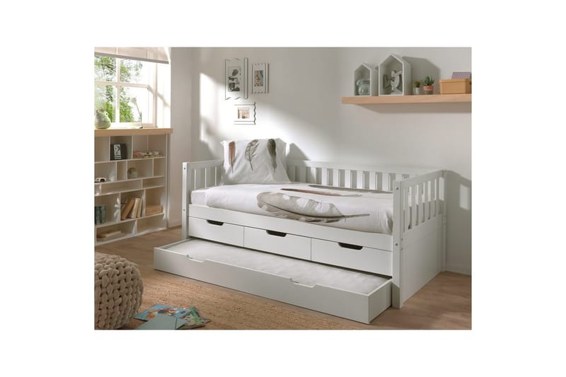 Seng Fritz med 3 skuffer og underbed Hvid - Hvid - Møbler - Børnemøbler - Børneseng & juniorseng