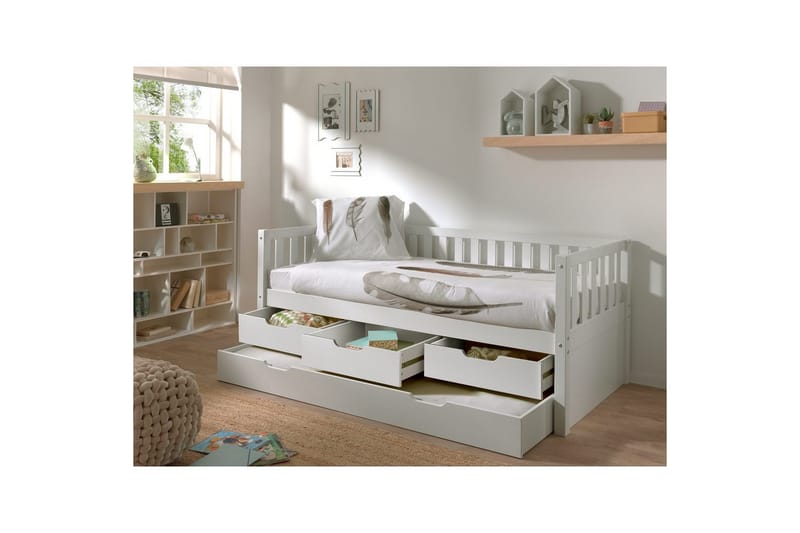 Seng Fritz med 3 skuffer og underbed Hvid - Hvid - Møbler - Børnemøbler - Børneseng & juniorseng