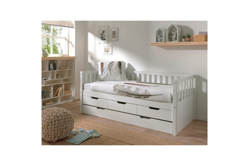 Seng Fritz med 3 skuffer og underbed Hvid - Hvid - Møbler - Børnemøbler - Børneseng & juniorseng