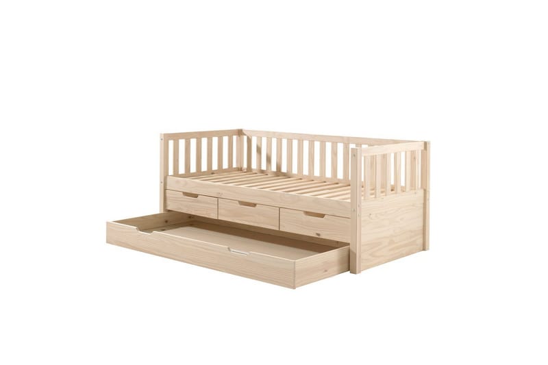 Seng Fritz med 3 skuffer og underbed Naturlig - Naturlig - Møbler - Børnemøbler - Børneseng & juniorseng