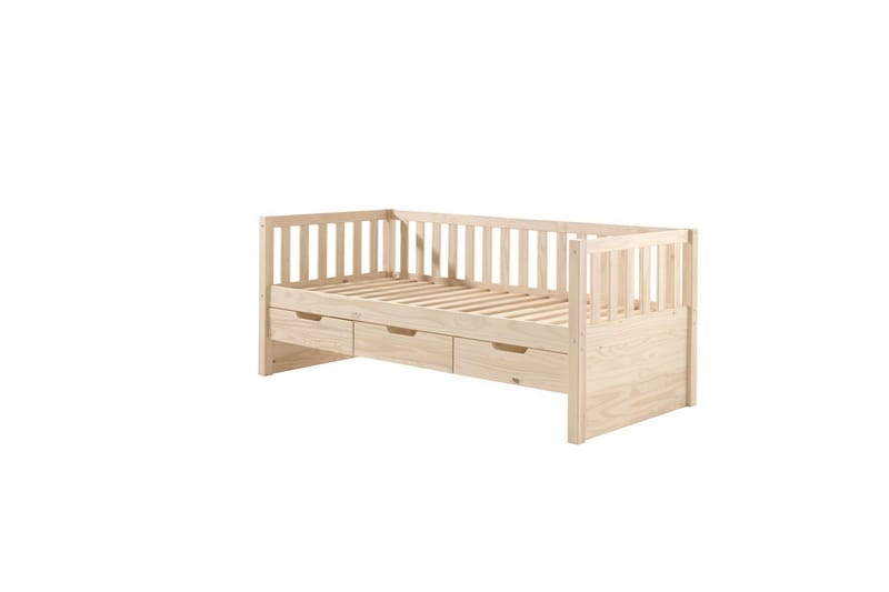 Seng Fritz med 3 skuffer og underbed Naturlig - Naturlig - Møbler - Børnemøbler - Børneseng & juniorseng