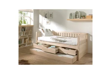 Seng Fritz med 3 skuffer og underbed Naturlig - Naturlig - Møbler - Børnemøbler - Børneseng & juniorseng
