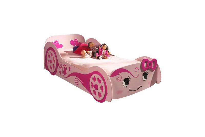 Seng Love Car Pink 90x200 cm Med madras - Med madras - Møbler - Børnemøbler - Børneseng & juniorseng