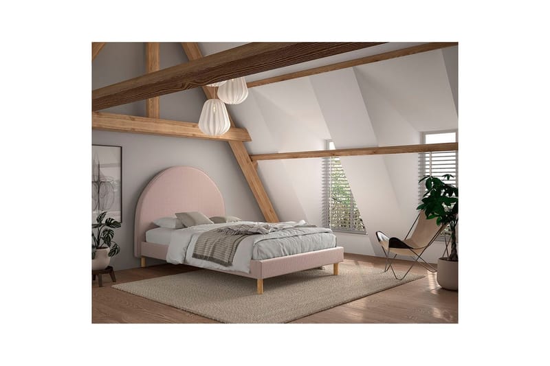 Seng med 2 natborde Moon 140x200 cm Lyserød - Lyserød - Møbler - Børnemøbler - Børneseng & juniorseng